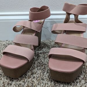 Report Pink Wedge Sandals with Adjustable Straps
